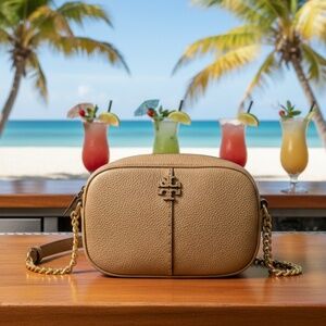 NEW Tory Burch McGraw Tiramisu Tan Leather Small Crossbody Bag/Shoulder Bag